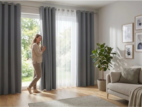 2x jasnoszara zasłona OXFORD 140x250 cm
