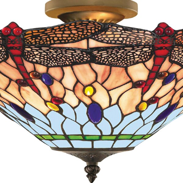 Searchlight Lampa sufitowa tiffany Dragonfly, możliwość ściemniania, multikolor, salon / jadalnia, szkło, tiffany