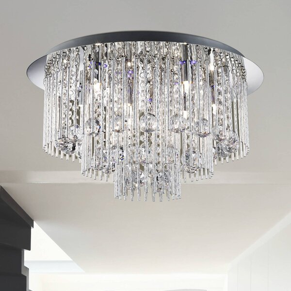 Searchlight Lampa sufitowa kryształowa Beatrix, chromowy / srebrny, salon / jadalnia, metal