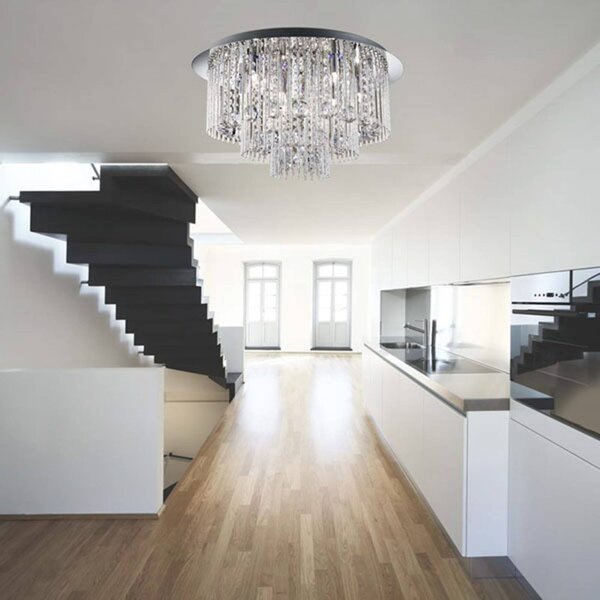 Searchlight Lampa sufitowa kryształowa Beatrix, chromowy / srebrny, salon / jadalnia, metal