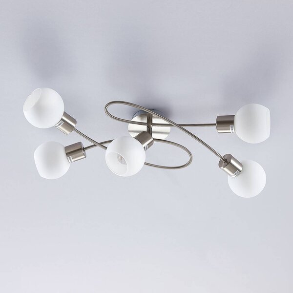 Lampa sufitowa Elaina Lindby, możliwość ściemniania, aluminiowy / szary / cynkowy, salon / jadalnia, metal, nowoczesny
