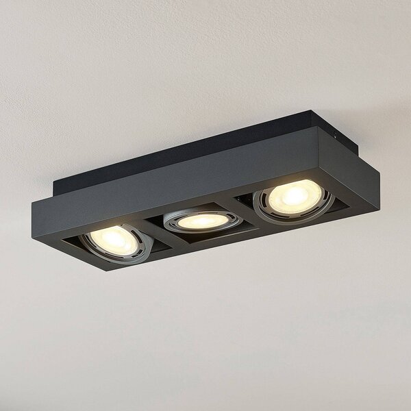 Lampa sufitowa Ronka Arcchio, możliwość ściemniania, czarny, salon / jadalnia, aluminium, nowoczesny