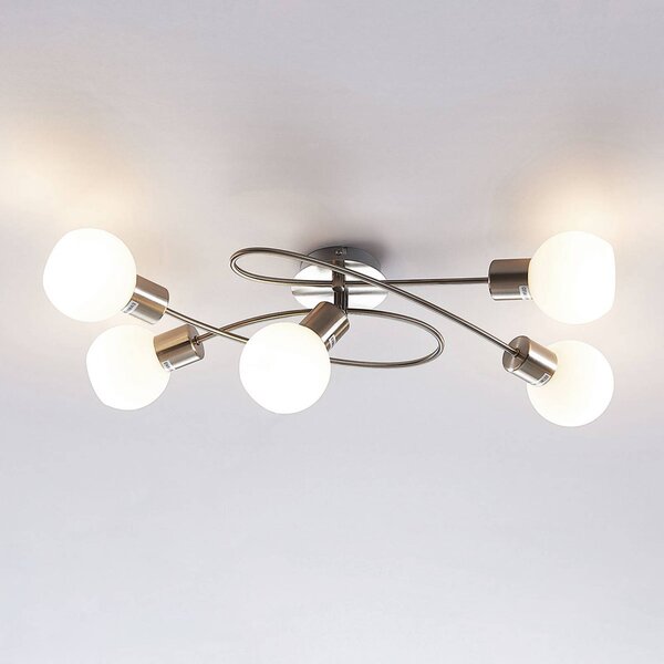 Lampa sufitowa Elaina Lindby, możliwość ściemniania, aluminiowy / szary / cynkowy, salon / jadalnia, metal, nowoczesny