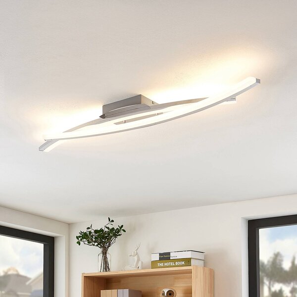 Lampa sufitowa LED Elarit Lindby, możliwość ściemniania, chromowy / srebrny, salon / jadalnia, metal, nowoczesny