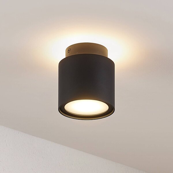 Arcchio lampa sufitowa Walisa, Ø 10 cm, czarny, dyfuzor, GU10 Walisa Arcchio, możliwość ściemniania, czarny, salon / jadalnia, aluminium, nowoczesny