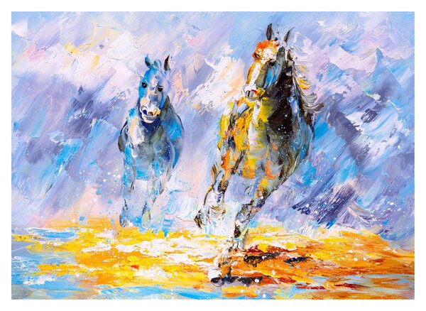 Obraz biegnących koni, obraz olejny (70x50 cm)