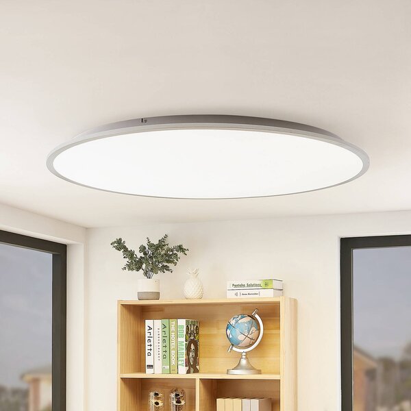 Lampa sufitowa LED Narima Lindby, aluminiowy / szary / cynkowy, kuchnia, tworzywo sztuczne, nowoczesny