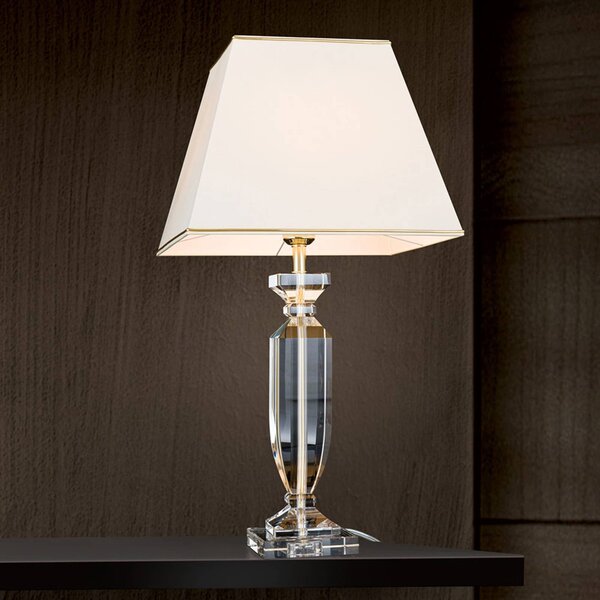 ORION Lampa stołowa Pokal, kremowy / amber, salon / jadalnia, kryształ