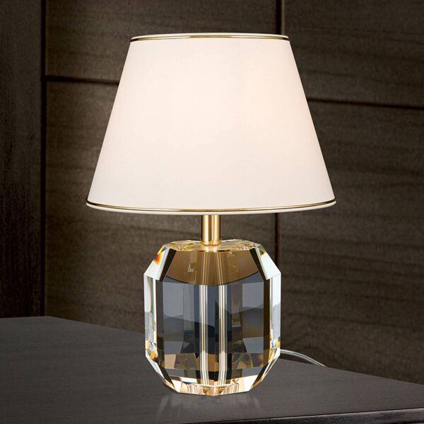 ORION Lampa stołowa Alexis, kremowy / amber, salon / jadalnia, kryształ
