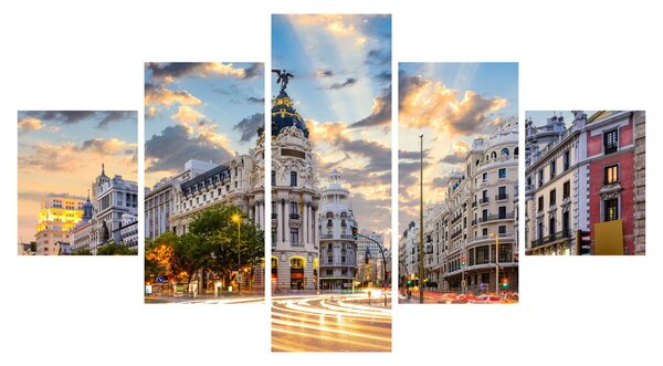 Obraz - Calle Gran Vía, Madryt, Hiszpania (125x70 cm)