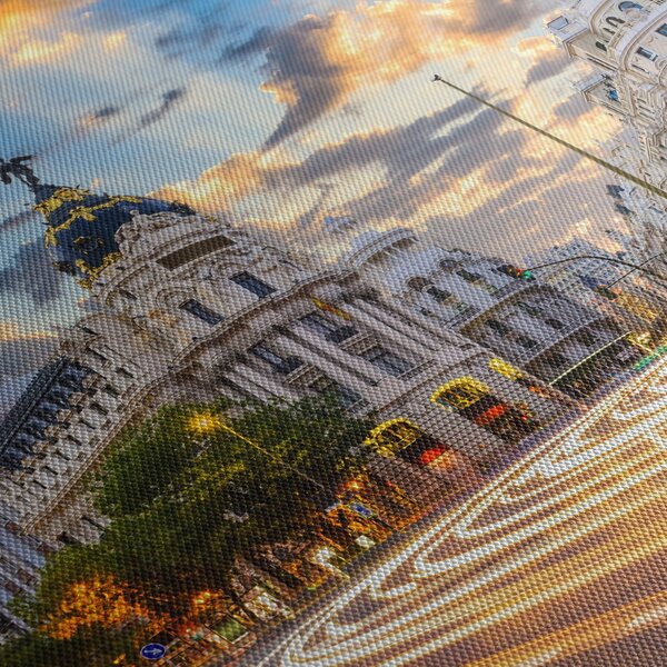 Obraz - Calle Gran Vía, Madryt, Hiszpania (170x50 cm)