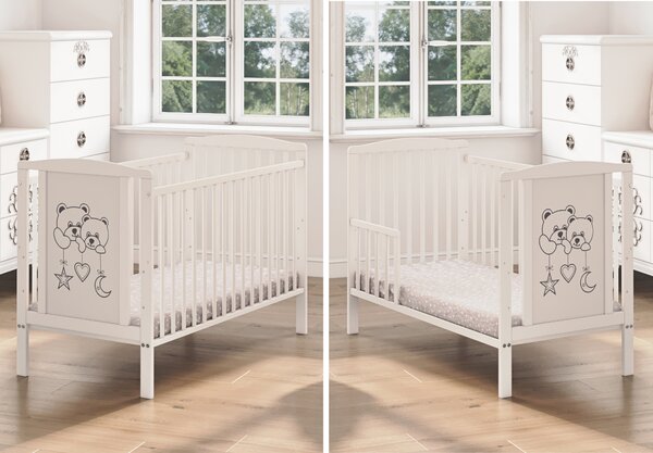 Łóżeczko dziecięce 2w1 z naturalnego drewna bukowego | Bello4Baby