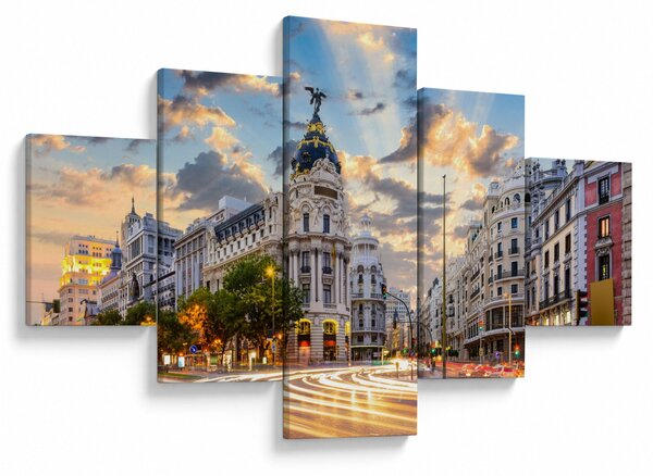 Obraz - Calle Gran Vía, Madryt, Hiszpania (125x70 cm)