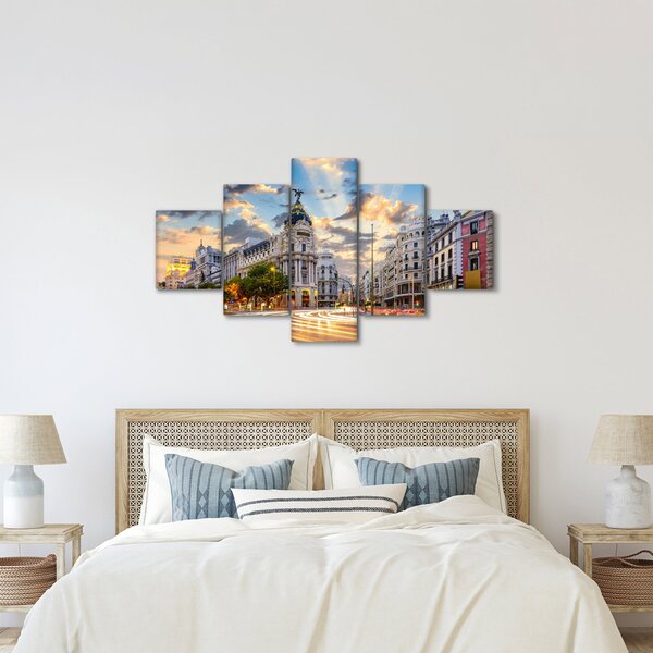 Obraz - Calle Gran Vía, Madryt, Hiszpania (125x70 cm)
