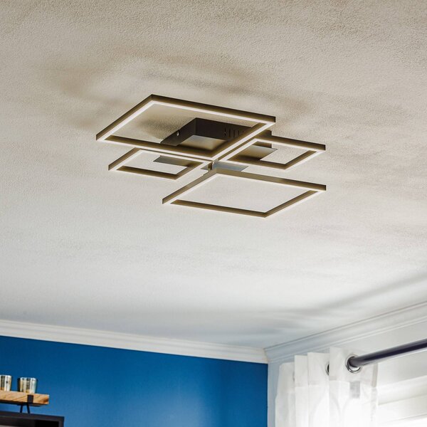 Briloner Lampa sufitowa LED Frame, możliwość ściemniania, czarny, salon / jadalnia, metal, nowoczesny