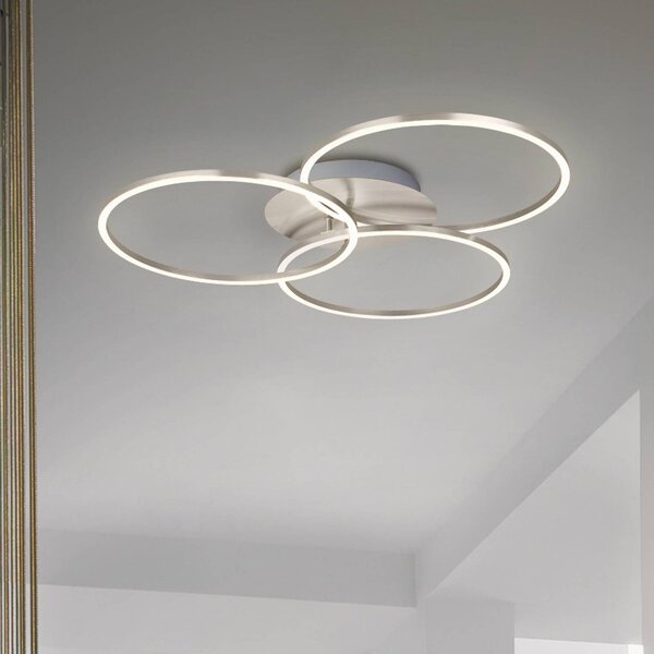 Briloner Lampa sufitowa LED Frame, możliwość ściemniania, aluminiowy / szary / cynkowy, salon / jadalnia, metal, nowoczesny