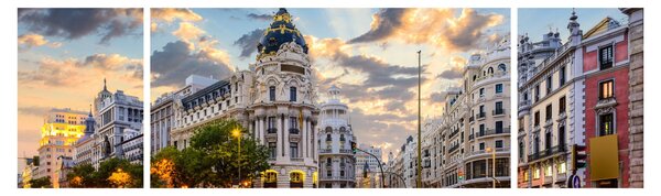 Obraz - Calle Gran Vía, Madryt, Hiszpania (170x50 cm)