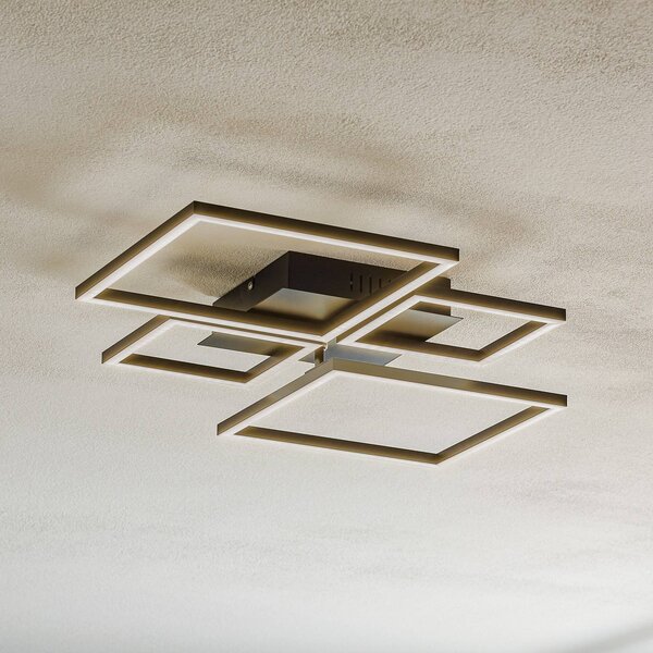 Briloner Lampa sufitowa LED Frame, możliwość ściemniania, czarny, salon / jadalnia, metal, nowoczesny