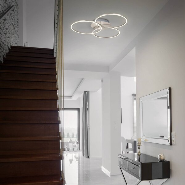 Briloner Lampa sufitowa LED Frame, możliwość ściemniania, aluminiowy / szary / cynkowy, salon / jadalnia, metal, nowoczesny