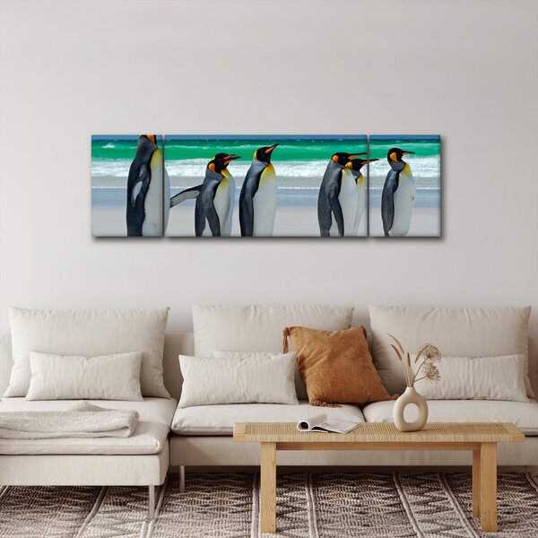 Obraz - Grupa Pingwinów królewskich (170x50 cm)