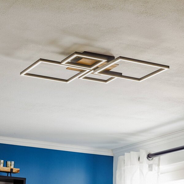 Briloner Lampa sufitowa LED Frame, możliwość ściemniania, czarny, salon / jadalnia, metal, nowoczesny