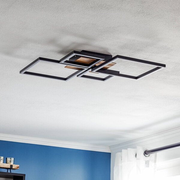 Briloner Lampa sufitowa LED Frame, możliwość ściemniania, czarny, salon / jadalnia, metal, nowoczesny