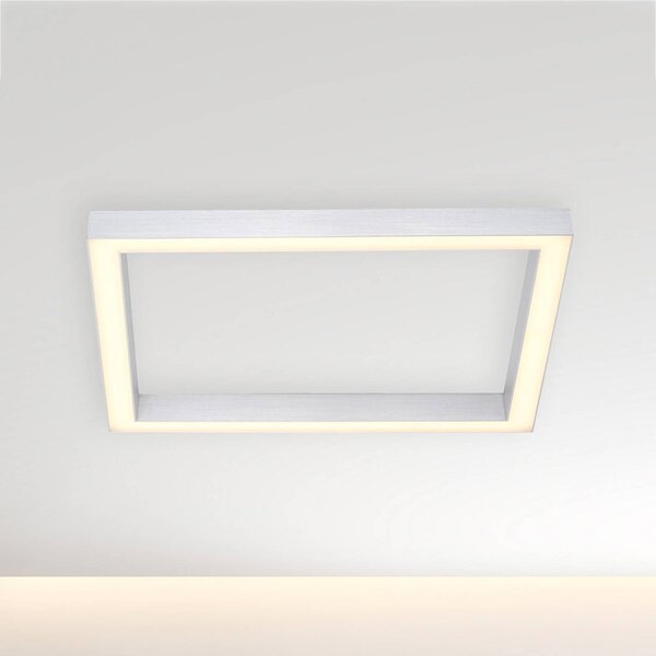 PURE Lampa sufitowa LED Lines Square, możliwość ściemniania, aluminiowy / szary / cynkowy, salon / jadalnia, aluminium, nowoczesny