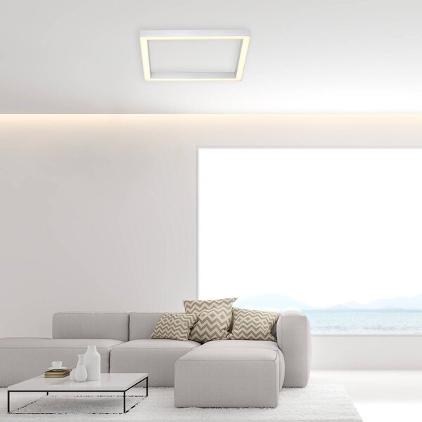 PURE Lampa sufitowa LED Lines Square, możliwość ściemniania, aluminiowy / szary / cynkowy, salon / jadalnia, aluminium, nowoczesny