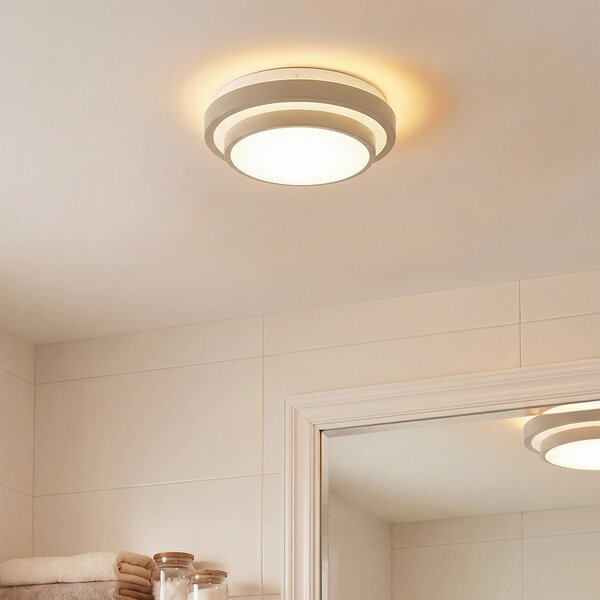 Nowoczesna lampa sufitowa taupe z białym elementem 25 cm IP44 - Walden