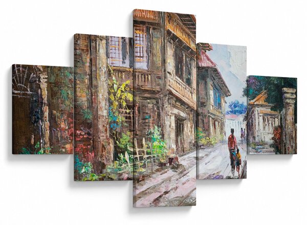 Obraz filipińskiej wioski, Azja (125x70 cm)