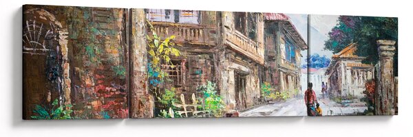 Obraz filipińskiej wioski, Azja (170x50 cm)
