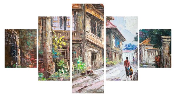 Obraz filipińskiej wioski, Azja (125x70 cm)