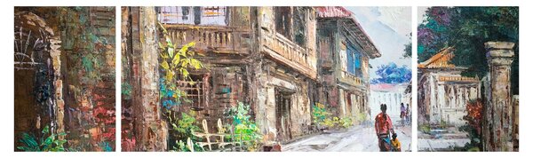 Obraz filipińskiej wioski, Azja (170x50 cm)