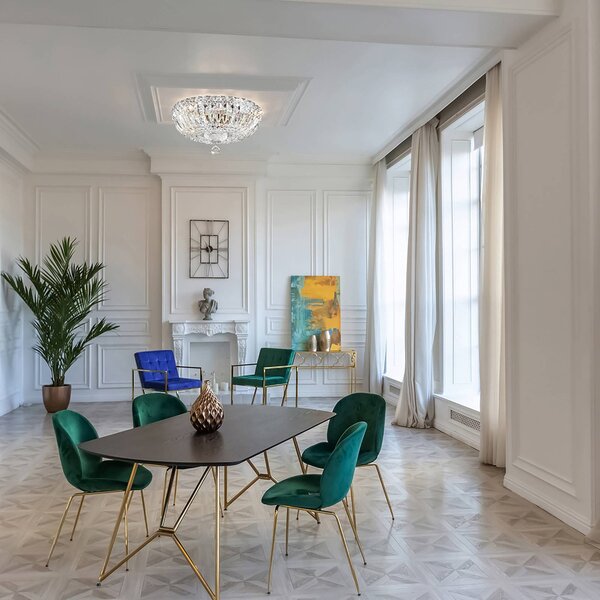 Maytoni Lampa sufitowa kryształowa Basfor, możliwość ściemniania, aluminiowy / szary / cynkowy, salon / jadalnia, metal