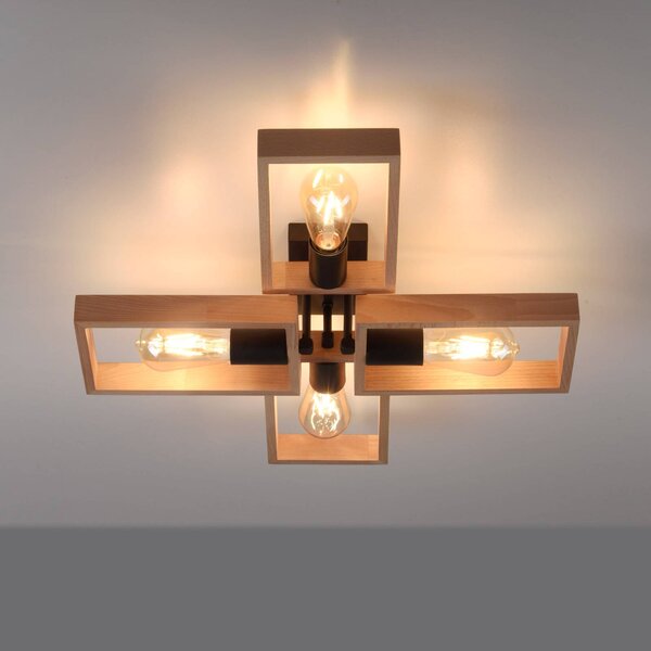 JUST LIGHT. GmbH Lampa sufitowa Frame, możliwość ściemniania, jasne drewno, salon / jadalnia, drewno
