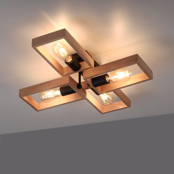 JUST LIGHT. GmbH Lampa sufitowa Frame, możliwość ściemniania, jasne drewno, salon / jadalnia, drewno