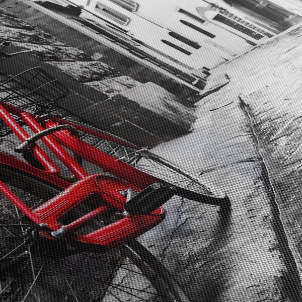 Obraz czerwonego roweru na brukowanej uliczce (170x50 cm)