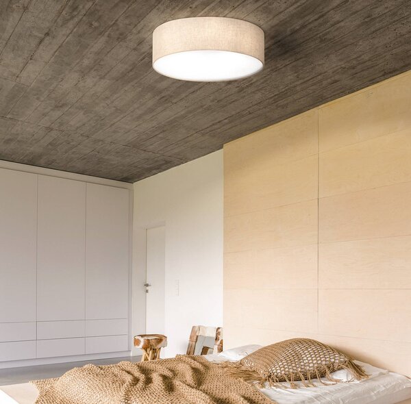FISCHER & HONSEL Lampa sufitowa Thor, możliwość ściemniania, kremowy / amber, salon / jadalnia, tkanina / materiał / jedwab, nowoczesny