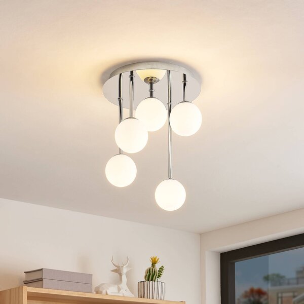 Lampa sufitowa Chrissy Lindby, możliwość ściemniania, chromowy / srebrny, salon / jadalnia, metal, nowoczesny
