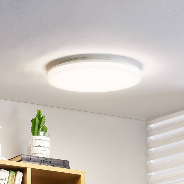 Prios Artin lampa sufitowa, czujnik, okrągła 33 cm PRIOS, biały / opal, łazienka, tworzywo sztuczne, nowoczesny