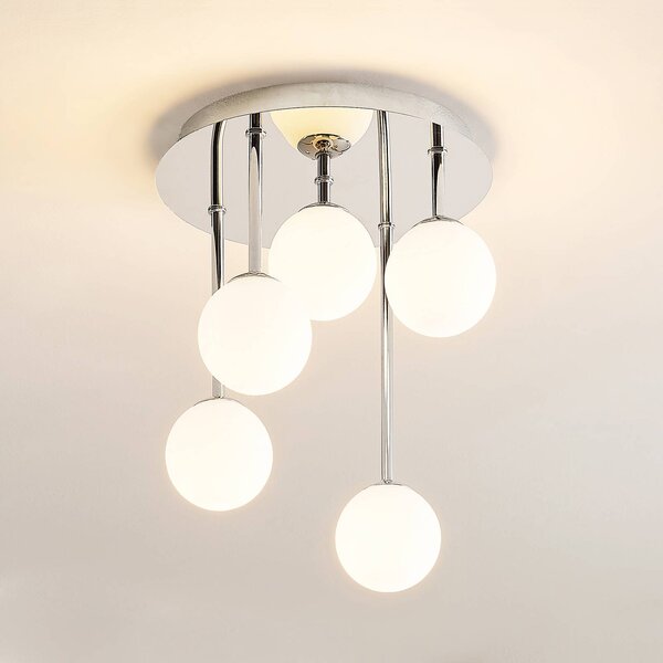 Lampa sufitowa Chrissy Lindby, możliwość ściemniania, chromowy / srebrny, salon / jadalnia, metal, nowoczesny