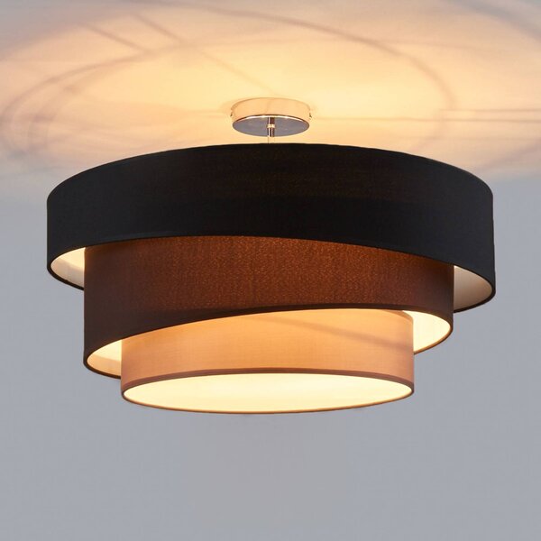 Lampa sufitowa Melia Lindby, możliwość ściemniania, czarny, salon / jadalnia, tkanina / materiał / jedwab, nowoczesny