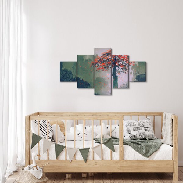 Obraz samotnego czerwonego drzewa (125x70 cm)