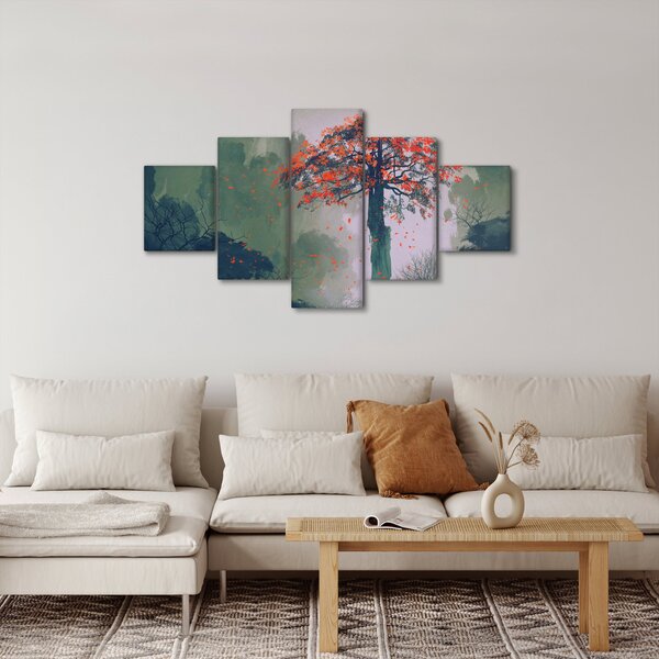 Obraz samotnego czerwonego drzewa (125x70 cm)
