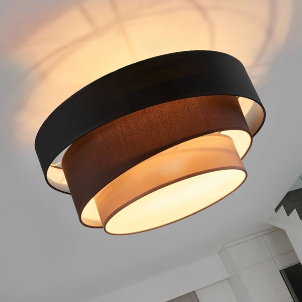 Lampa sufitowa Melia Lindby, możliwość ściemniania, czarny, salon / jadalnia, tkanina / materiał / jedwab, nowoczesny