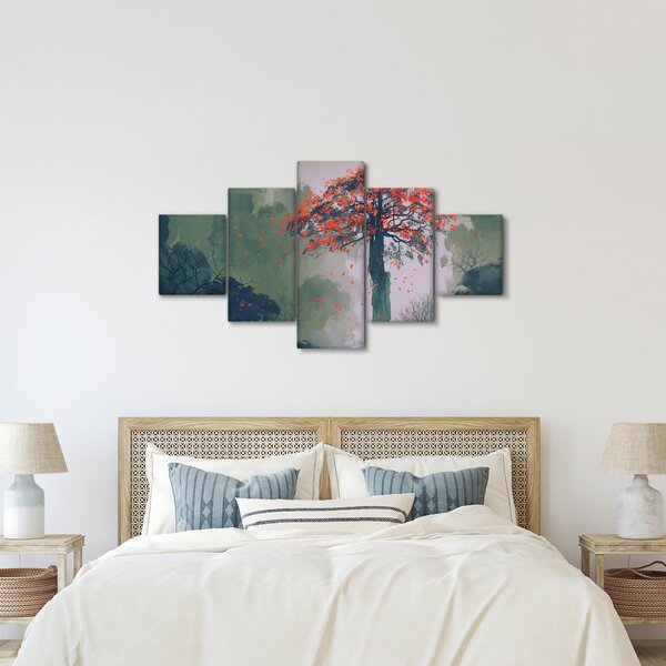 Obraz samotnego czerwonego drzewa (125x70 cm)