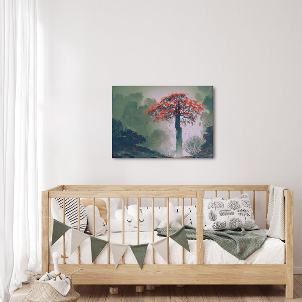 Obraz samotnego czerwonego drzewa (70x50 cm)
