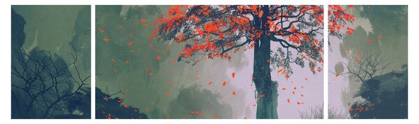 Obraz samotnego czerwonego drzewa (170x50 cm)