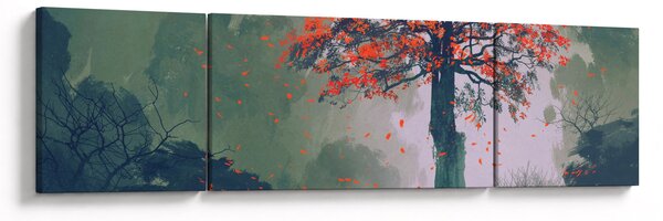 Obraz samotnego czerwonego drzewa (170x50 cm)
