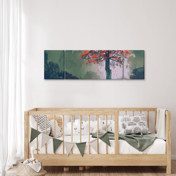 Obraz samotnego czerwonego drzewa (170x50 cm)